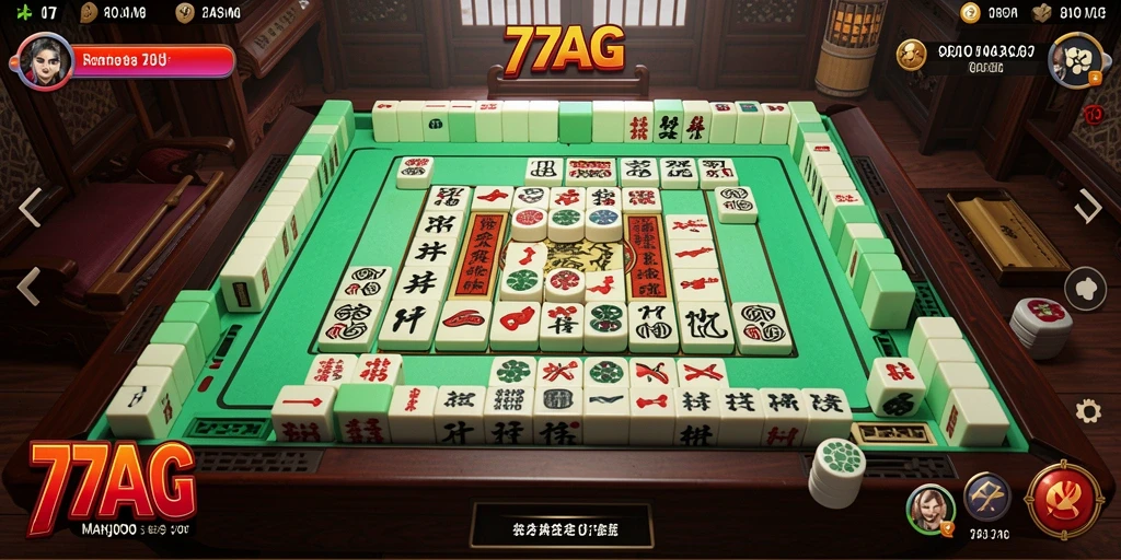 Tampilan gameplay Mahjong seru dari 77AG dengan papan menarik.