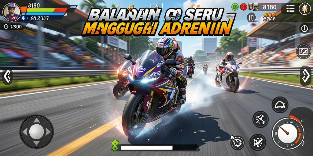 Tampilan gameplay balapan motor yang menarik dan penuh aksi.