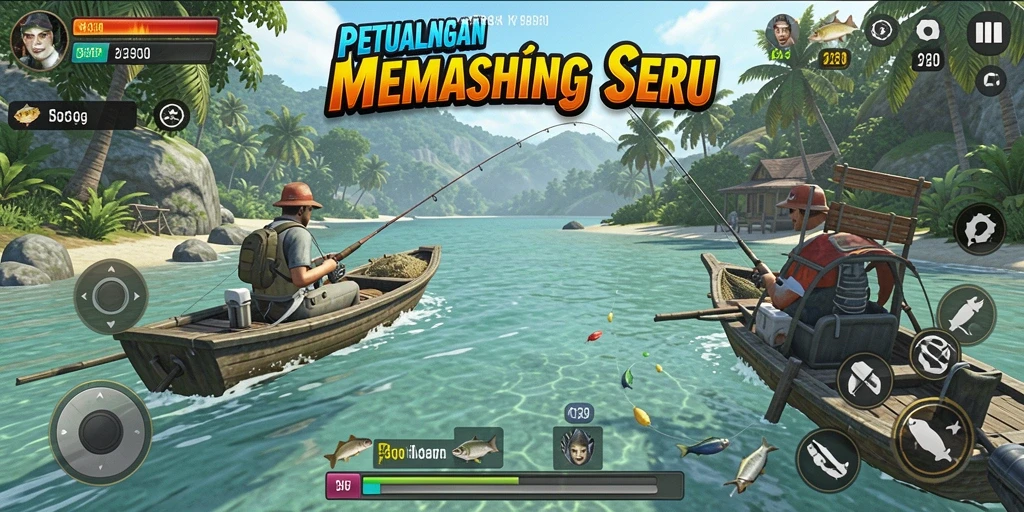 Screenshot gameplay 9939 menunjukkan suasana memancing yang menakjubkan.