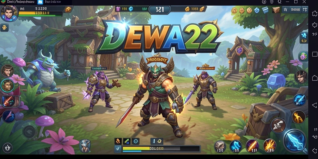 Tangkapan layar gameplay DEWA22 dengan karakter dalam pertempuran epik.