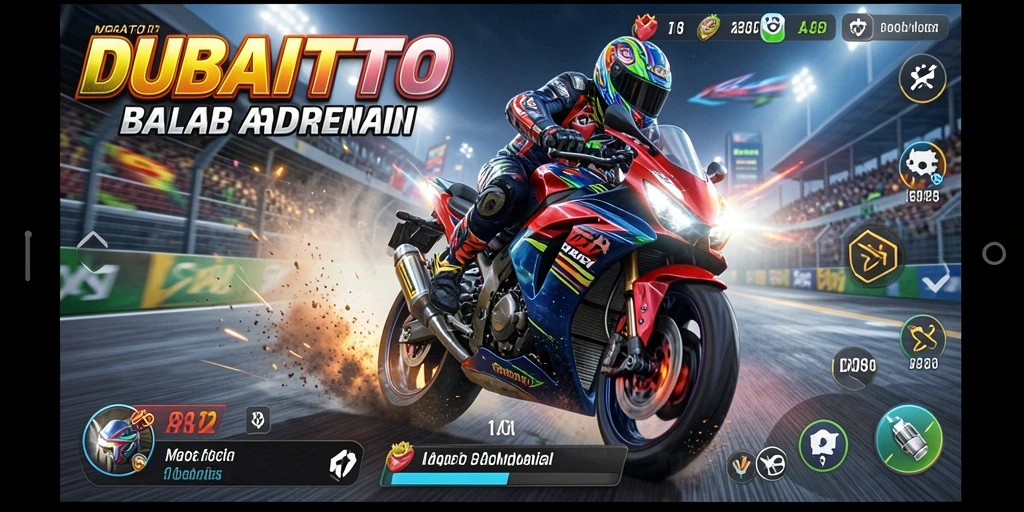 Tampilan gameplay balap motor yang mendebarkan di DUBAITOTO.