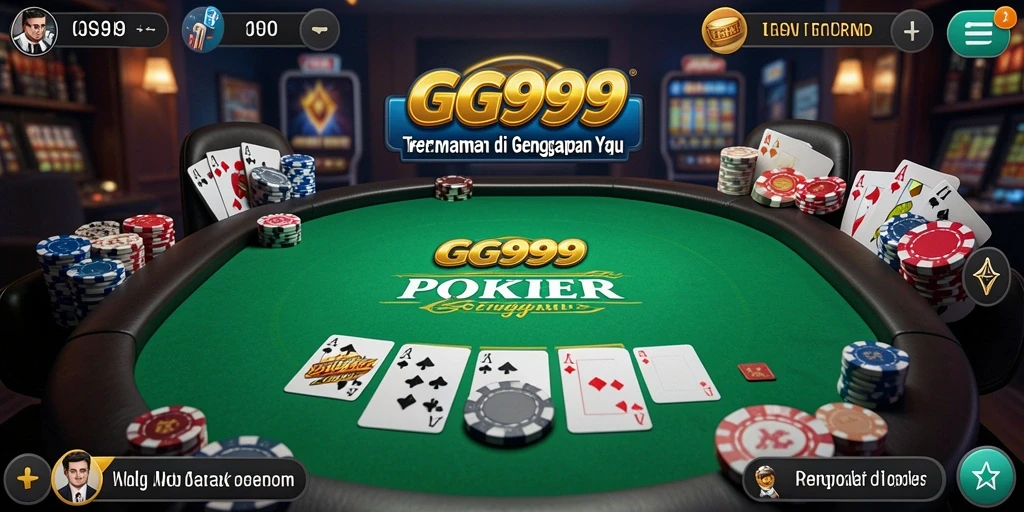 Screenshot GG999 menampilkan gameplay poker yang menegangkan.