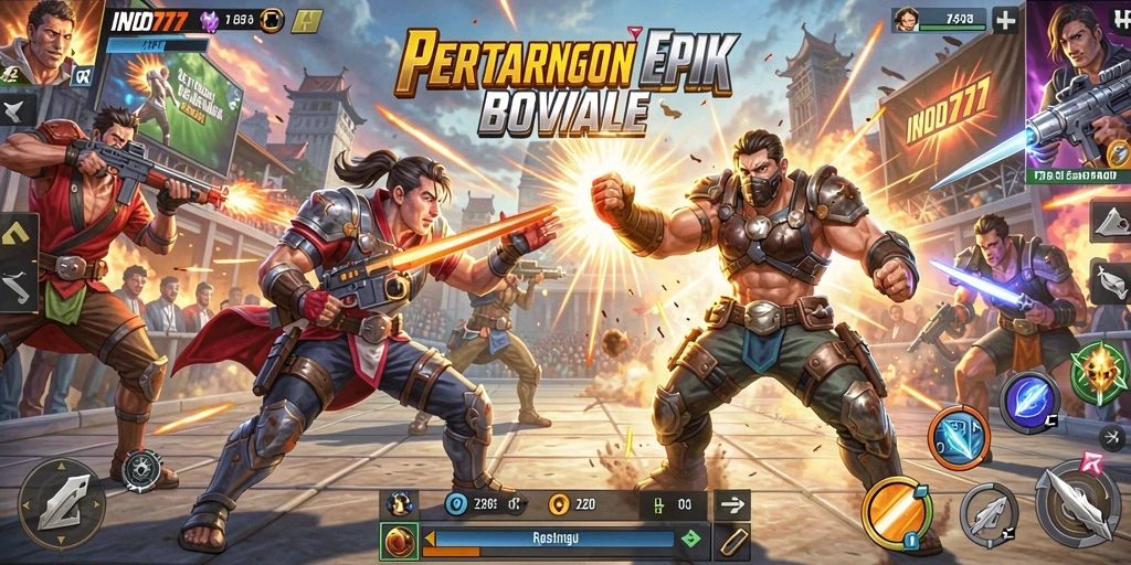 Tampilan screenshot INDO777 yang menunjukkan aksi Battle Royale yang mendebarkan.
