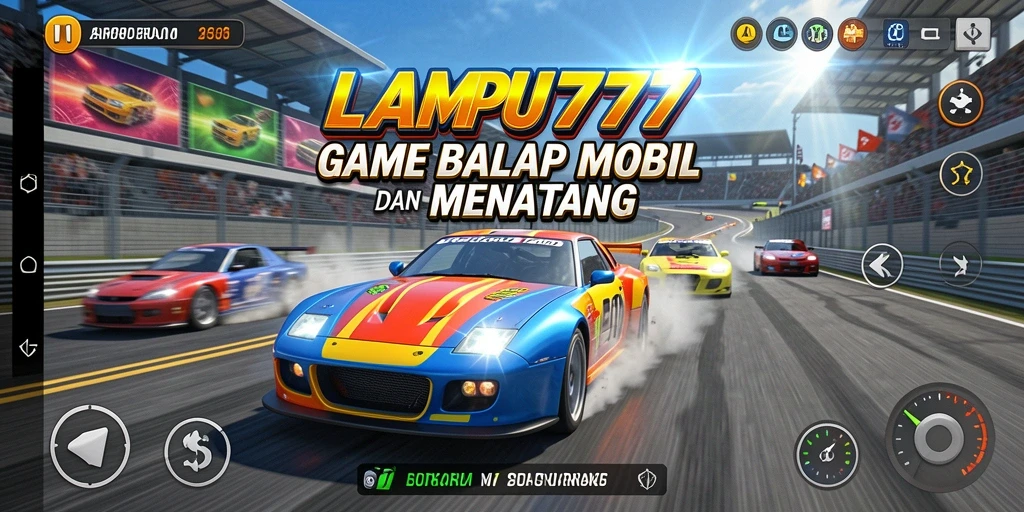 Tangkapan layar gameplay LAMPU777 dengan balapan mendebarkan.