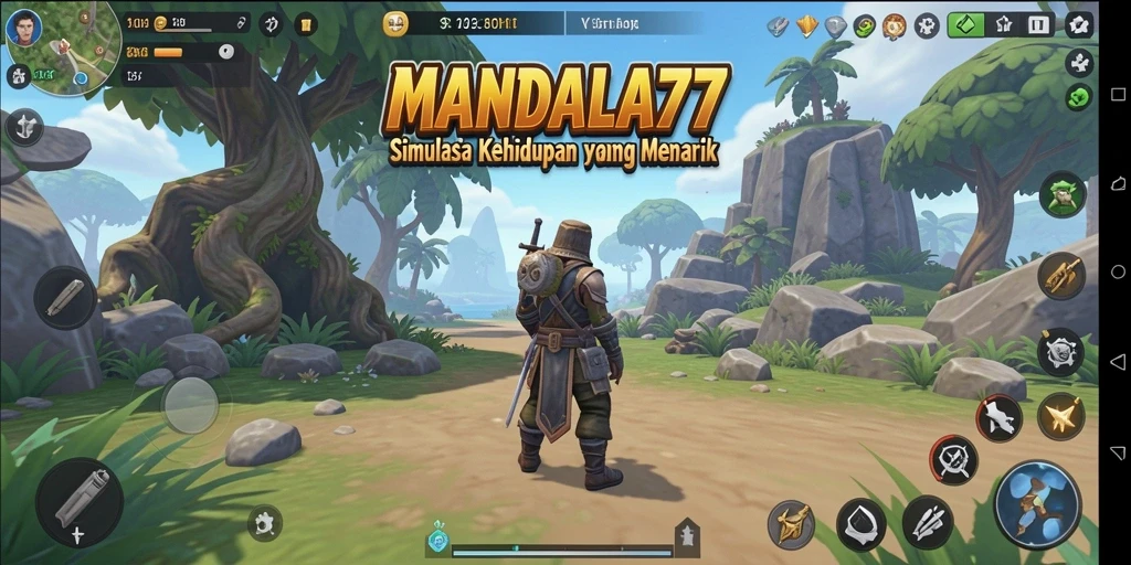 Tampilan gameplay menarik dalam MANDALA77 yang mencerminkan simulasi kehidupan.
