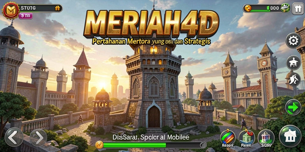 Screenshot gameplay <strong>MERIAH4D</strong> yang menunjukkan pertempuran menara yang mendebarkan.