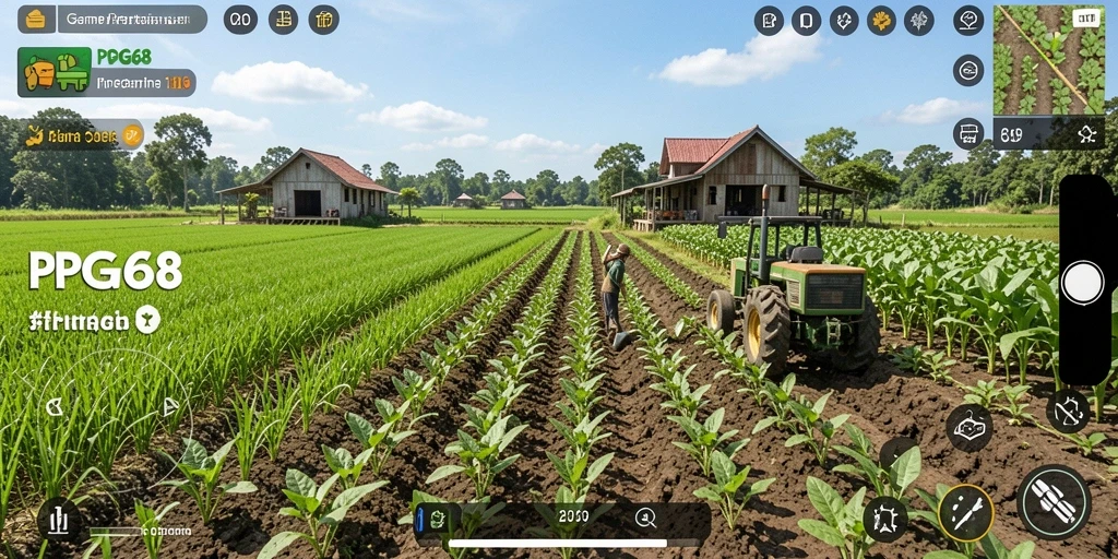 Tampilan gameplay PGG68 menampilkan aktivitas berkebun yang menyenangkan.
