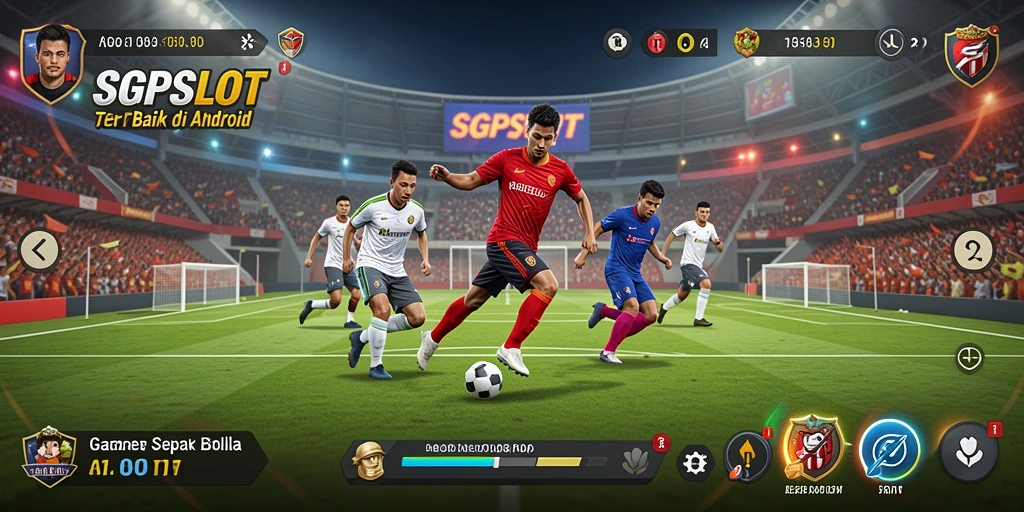Screenshot gameplay SGPSLOT yang menunjukkan aksi seru di lapangan sepak bola.