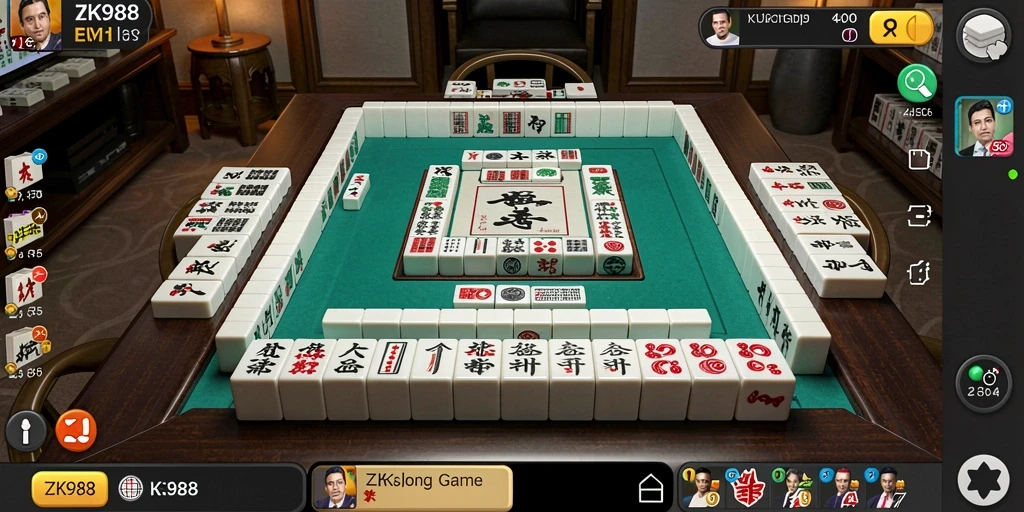 Screenshot ZK988 menampilkan gameplay Mahjong yang seru dan penuh tantangan.
